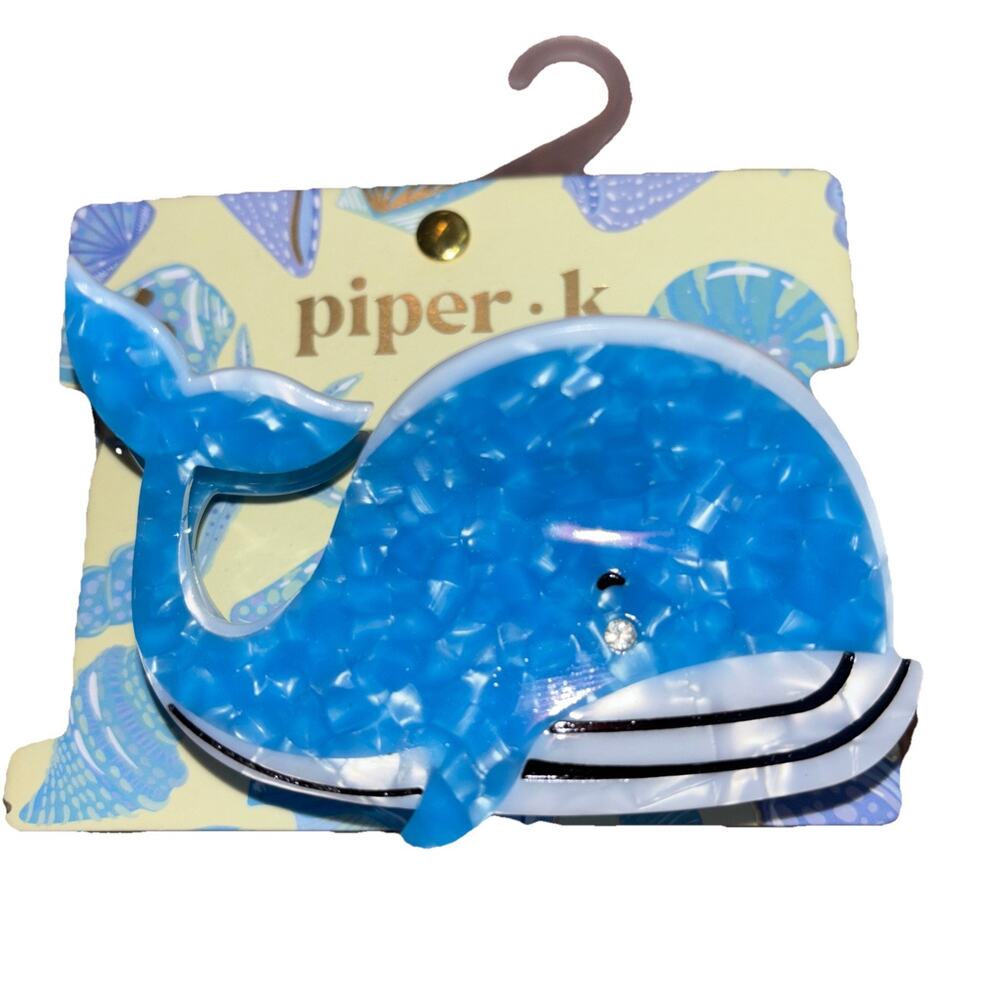 Piper K Blue Whale Hair Clip Claw Pearlesque Rhinestone Eye CUTE and NEW